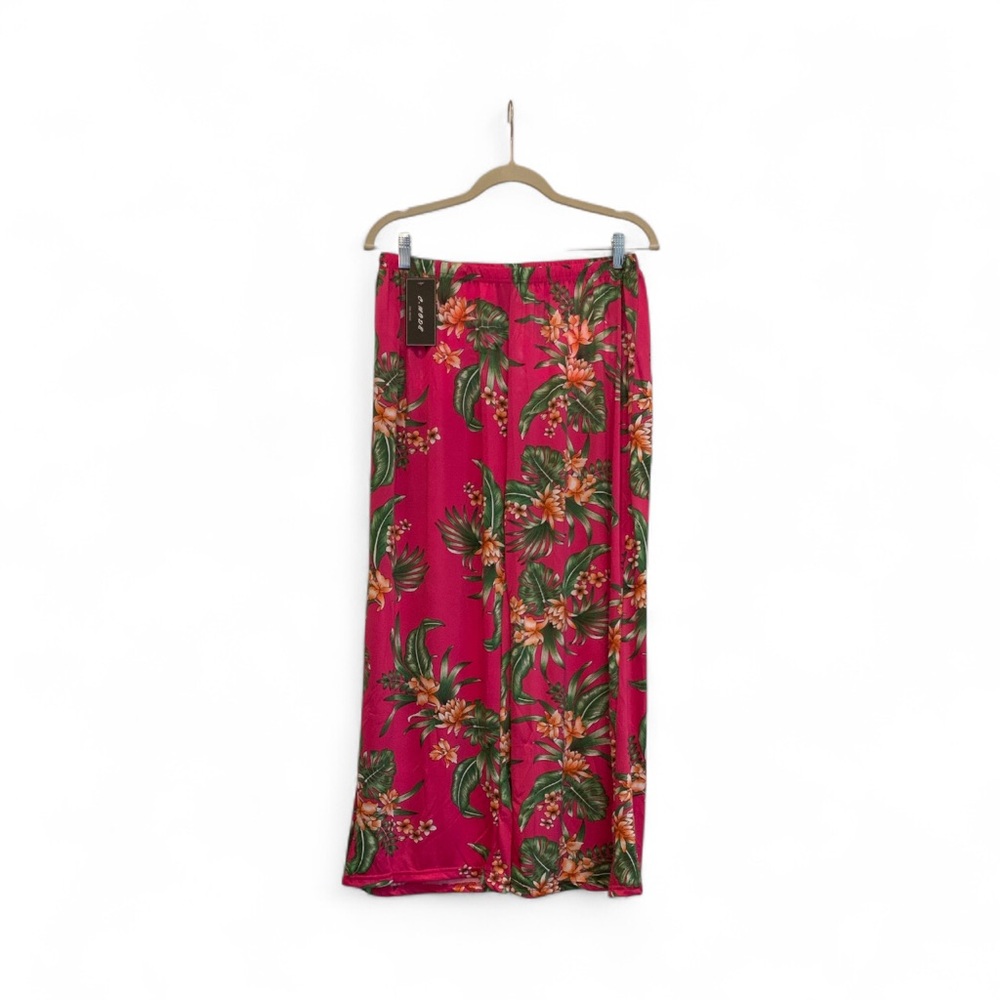 Wide Leg Floral Pants in Bright Pink - Picture 2 of 2